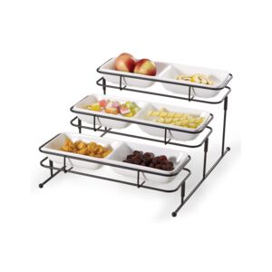 3-Tier Divided Plate Serving Set White and Black 3-Tier Divided Plate Serving Set White and Black